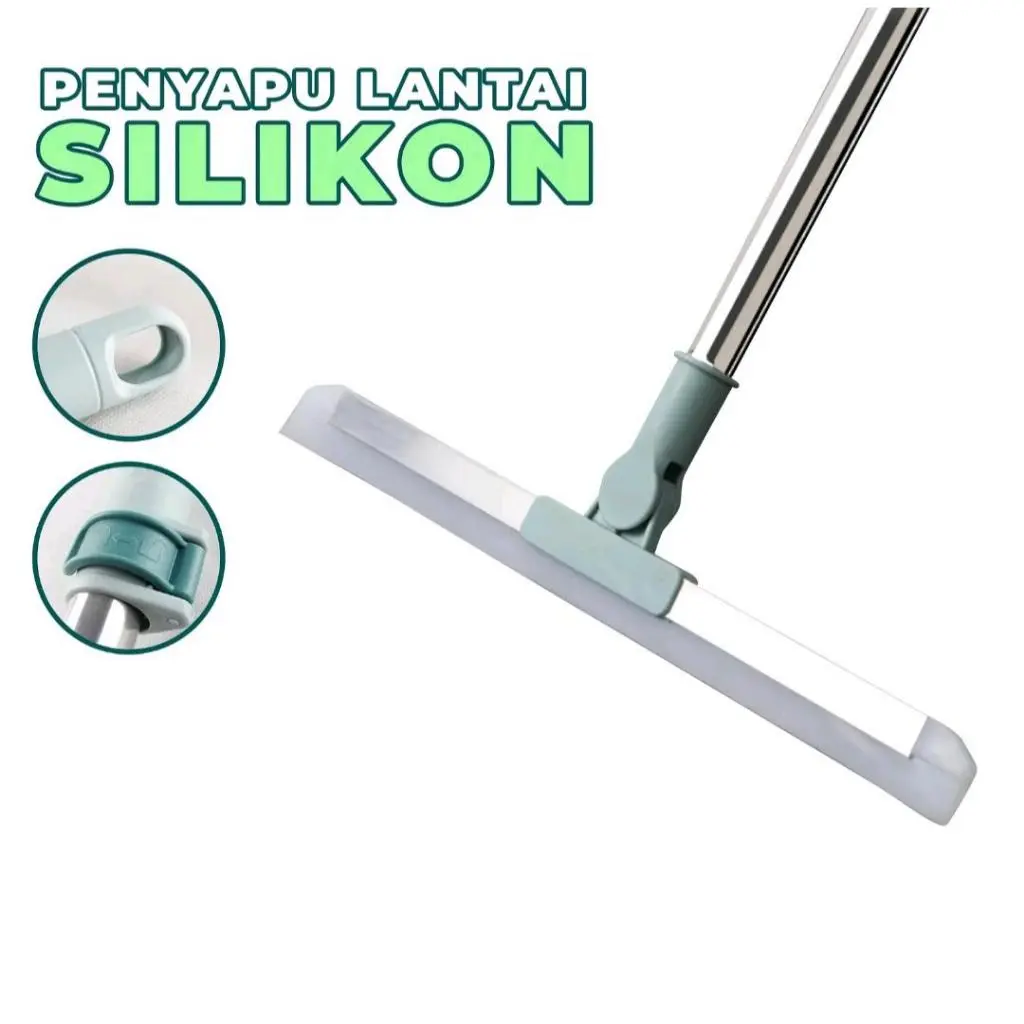 Serokan Air Pembersih Lantai Sapu Karet Wiper Kaca Gagang Panjang Adjustable