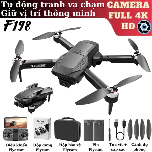 Flycam F198 Động Cơ Không Chổi Than Cảm Biến Chống Va Chạm Drone