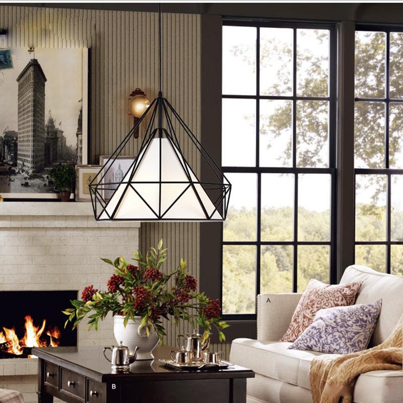 Đèn thả trần hình kim cương trang trí bàn ăn phòng ngủ phòng khách quán cafe trà sữa shop quần áo phong cách hiện đại