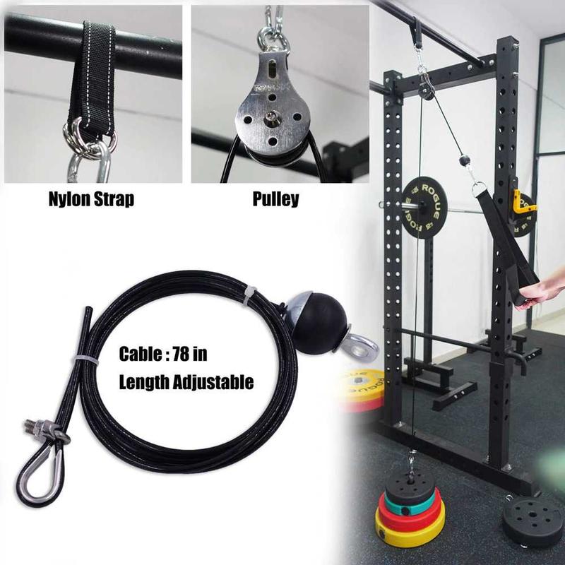 Katrol Gym Fitness Olahraga Beban Pulley Cable Machine Arm Bicep 2M 2