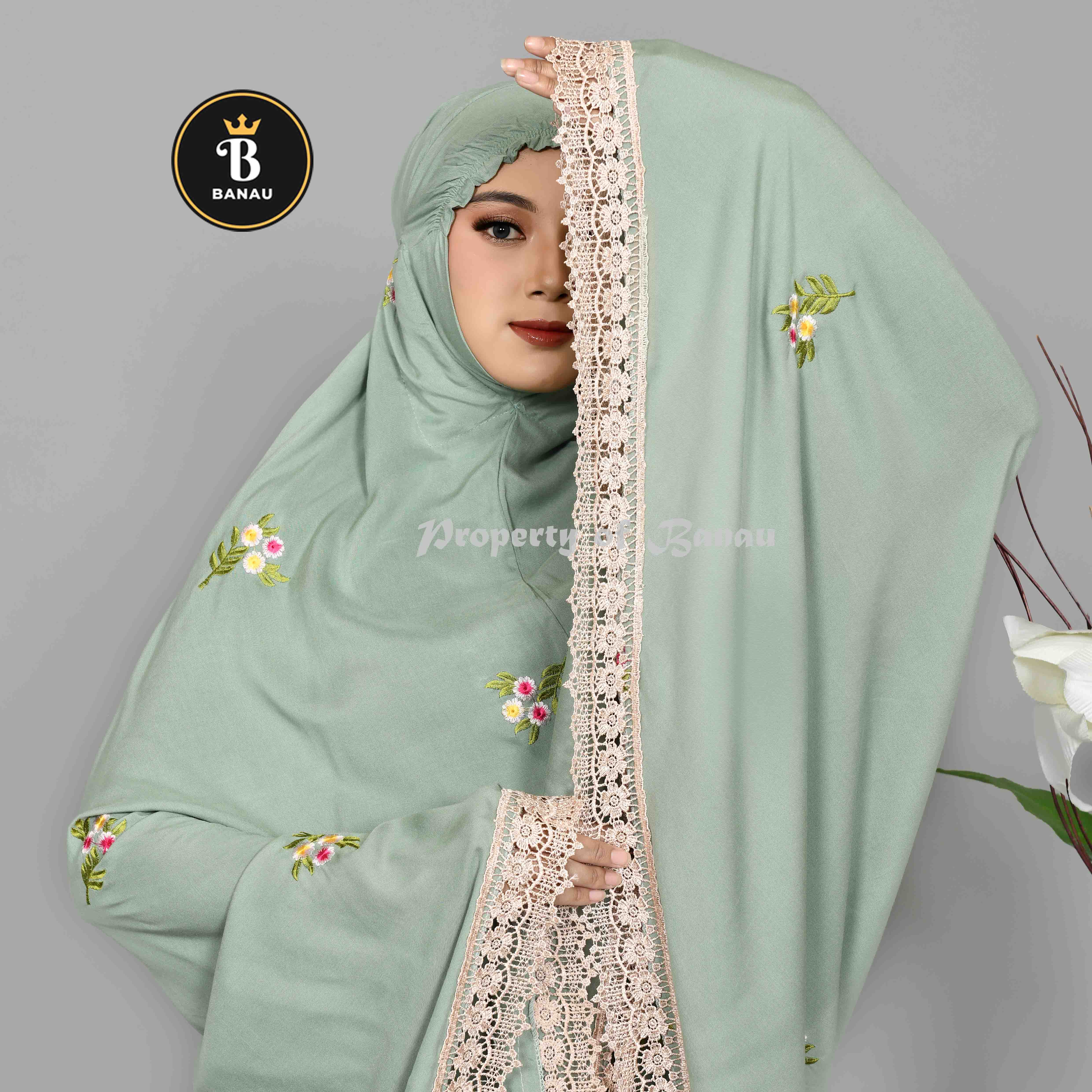 Mukena Dewasa Jumbo Rayon Premium Full Bordir Terbaru Natasha