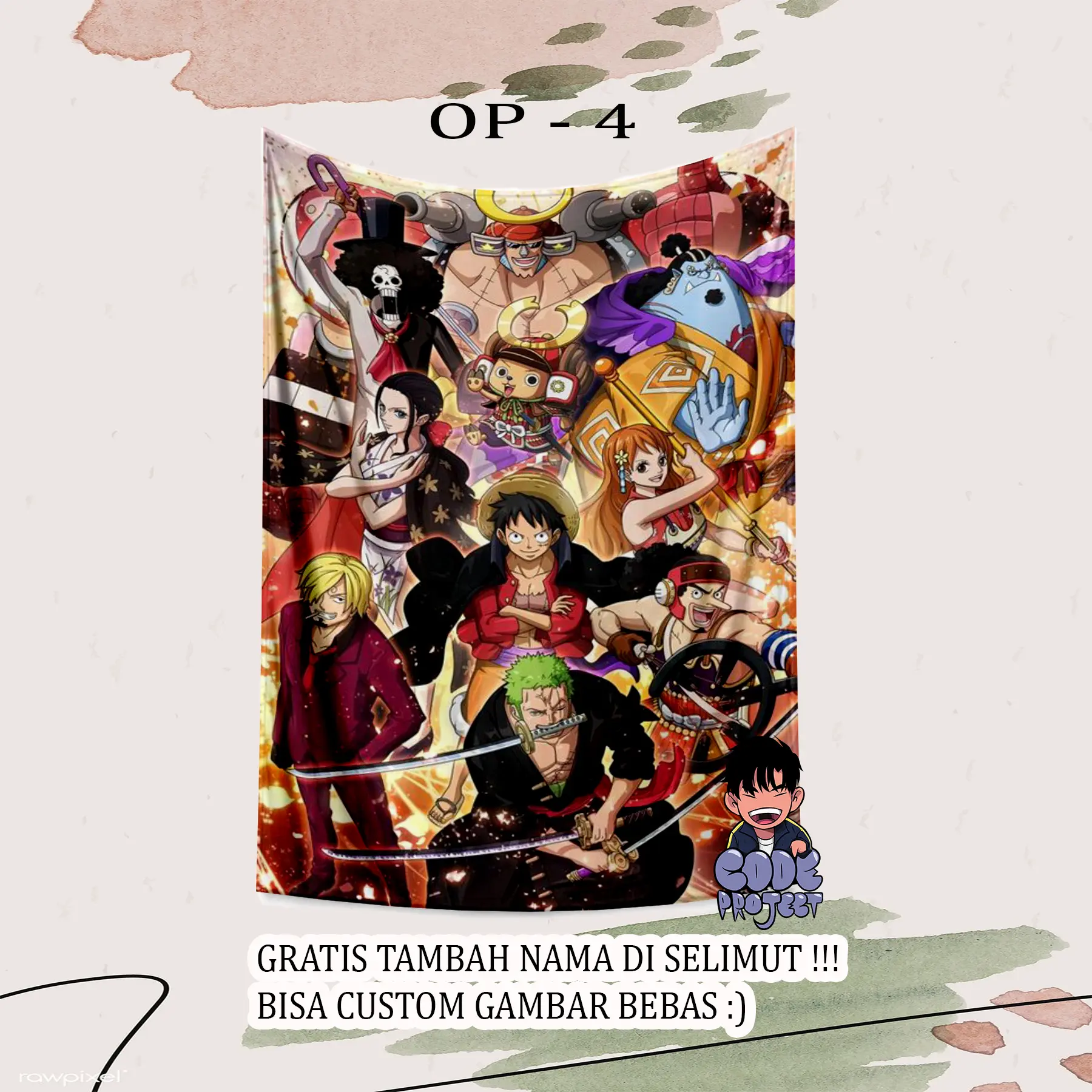 SELIMUT ANIME ONE PIECE - selimut karakter - anime - selimut one piece bisa custom gambar - one piece