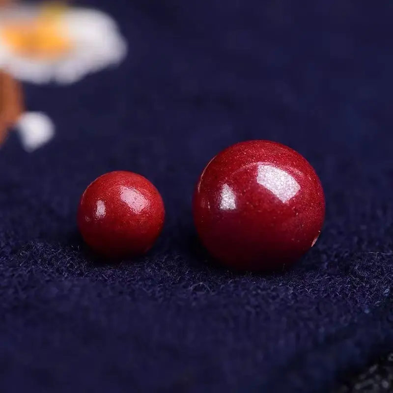 Cinnabar Loose Beads Raw Ore Purple Gold Sand Single Bead DIY Bracelet Men and Women Jewelry Perforated DIY