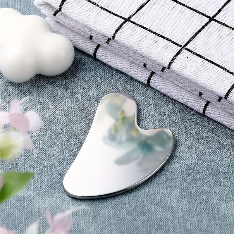 Product Introduction of Stainless Steel Scraping Facial Tool Scraping Facial Metal Scraping Firming Massage Scraping Beauty Tool Body Eye Neck Massager with Travel Bag Skin Care Gift (Silver) 0