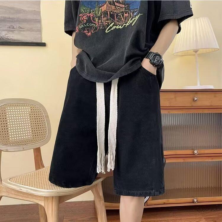 Product Introduction of Men's washed denim shorts🔥| Summer thin & breathable | American streetwear style | loose straight cut | unisex casual shorts # trendingnow 8