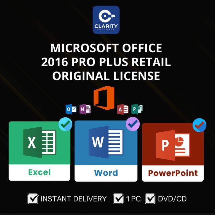 Promo Microsoft Office 2016 Pro Plus Original Retail License Key 1 PC ...
