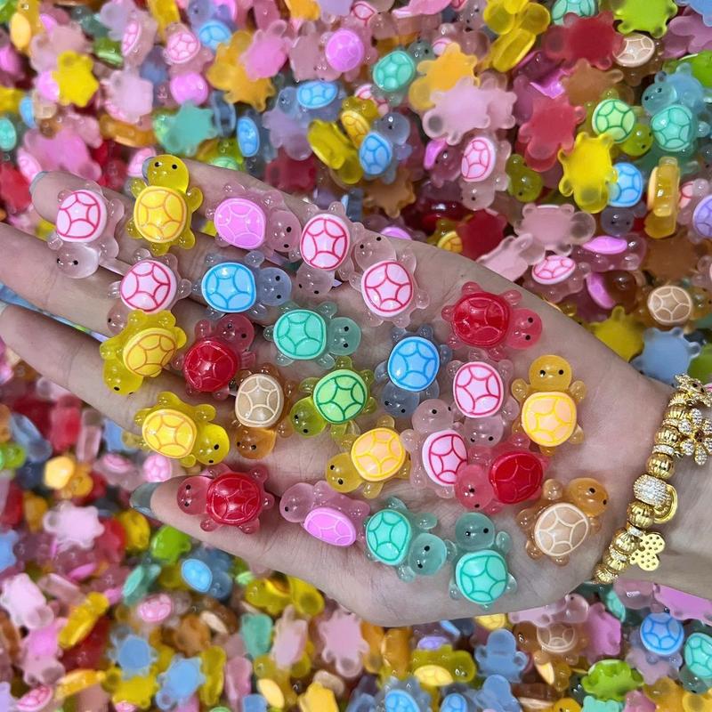 Set 10 túi mù tự xé hình rùa mini phát sáng size 2cm nhiều màu xinh Charm Diy