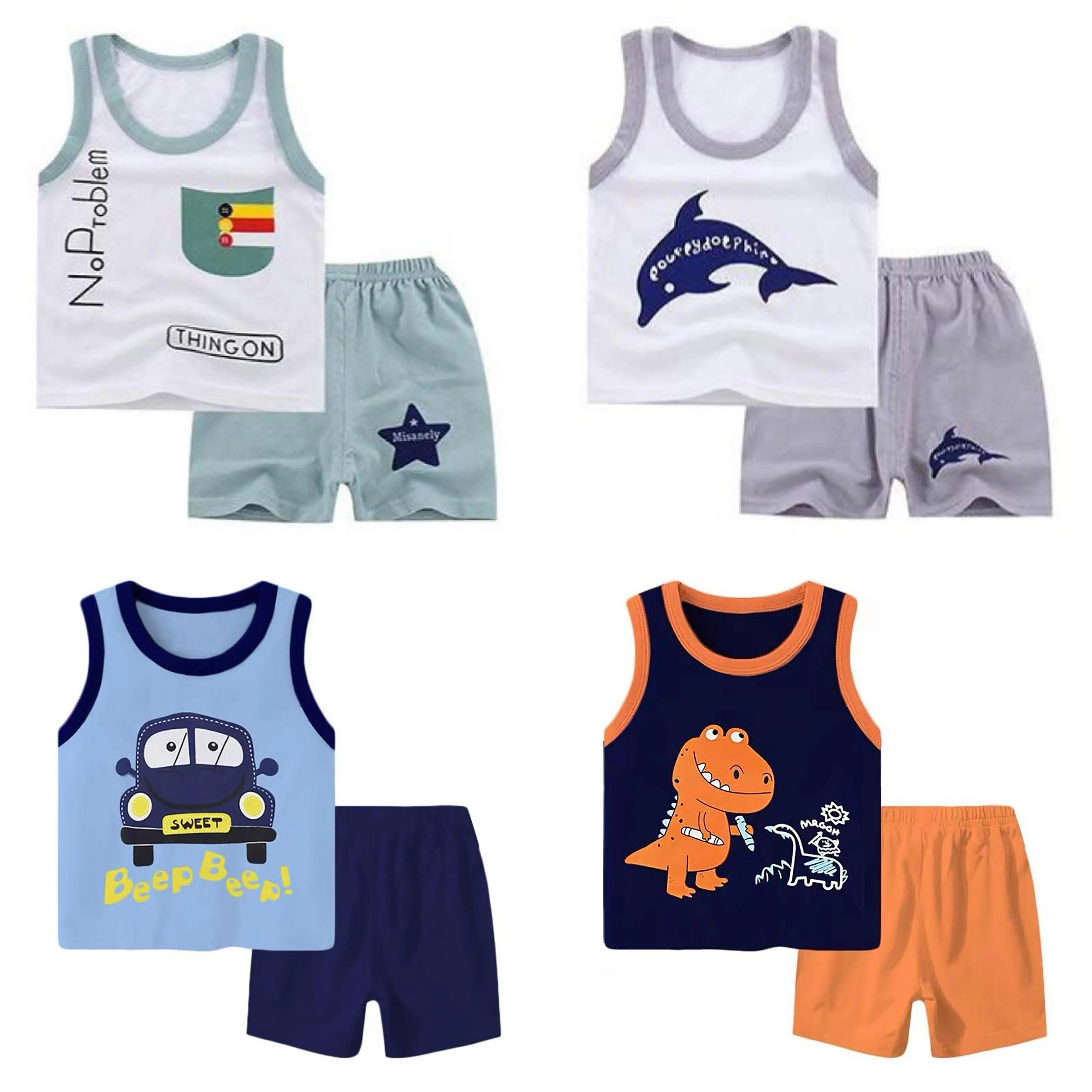 0 to 4 years old Boy's Clothes Terno Fashion Sando and Short Set SSFK-25 Sando Terno