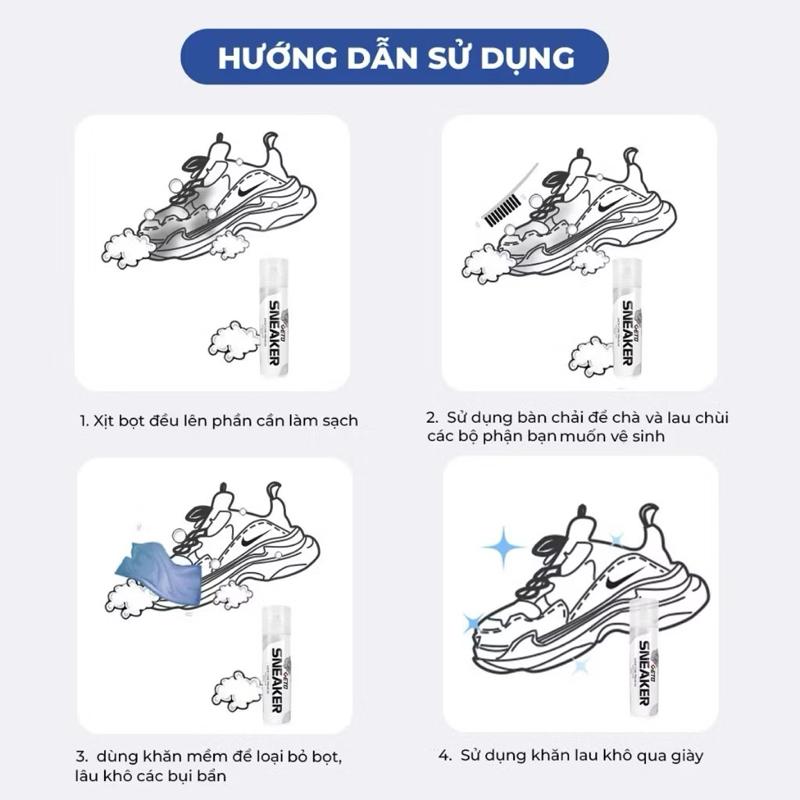 ￼Combo 3 Chai xịt vệ sinh giày Sneaker , Xịt vệ sinh giày xịt làm sạch giày dạng bọt xịt khử mùi hôi giày 3