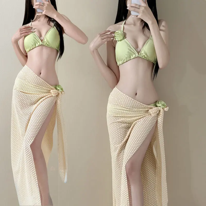 Bộ Bikini, Bộ Hai Mảnh, Váy Dài, Thích Hợp Cho Kỳ Nghỉ Bãi Biển Và Đảo, Áo Tắm Cho Nữ, Bộ Ba Mảnh, Gợi Cảm, Với Mùa Xuân Hè Mùa Hè, Năm 2024 2