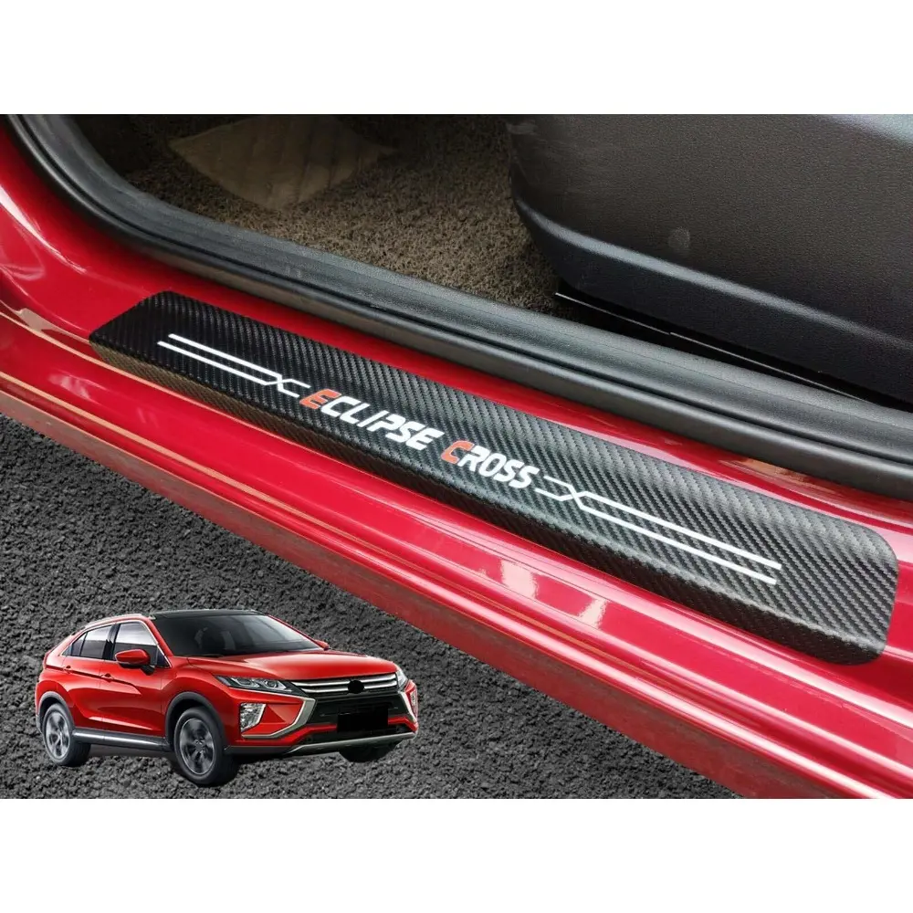 GZBFTDH Auto Door Sill Scuff Protector Trim, Compatible for Mitsubishi Eclipse Cross Accessories 2018-2024 Car Parts, Leather Door Entry Guard Plate