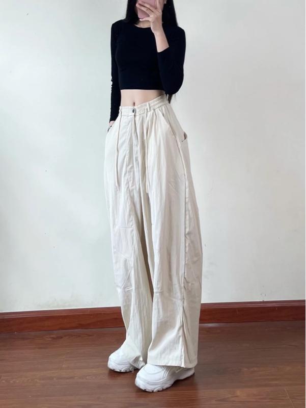 Product Introduction of [Bao đẹp bao mát] Quần gió nhăn mềm mịn mát túi hộp dáng thụng ống rộng nam nữ unisex parachute 10