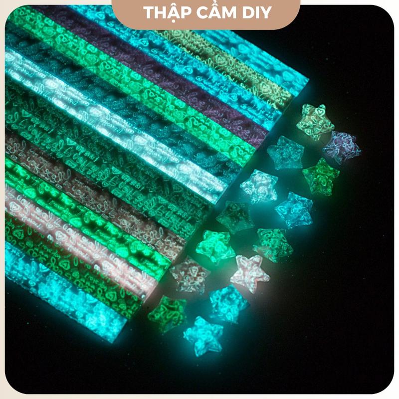  Giấy Gấp Sao Dạ Quang Set 210 Tờ - Giấy Gấp Sao Phát Sáng Nhiều Hoạ Tiết 