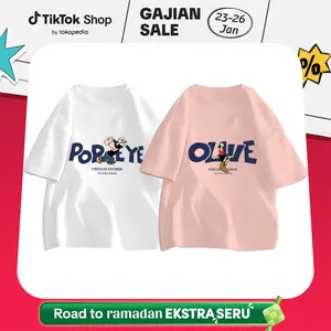 Hub Tshirt Kaos Oversize Unisex | T-Shirt Oversize Couple Olive dan Popeye | Bahan Cotton