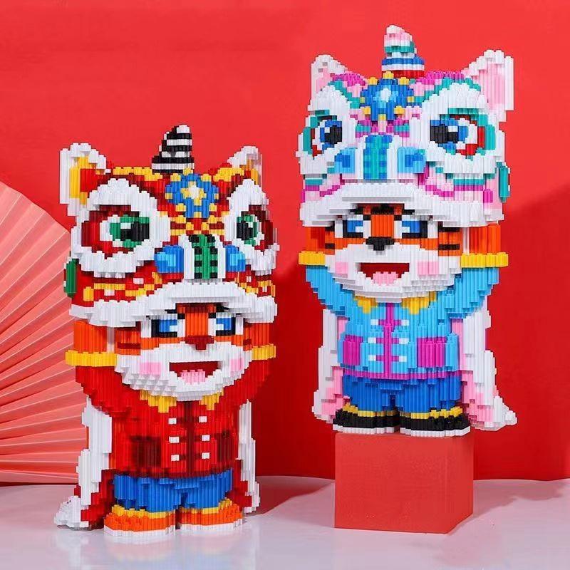 mô hình lắp ráp hổ đầu lân 33cm Đo choi cỡ lớn Hàng Đẹp bear bricK