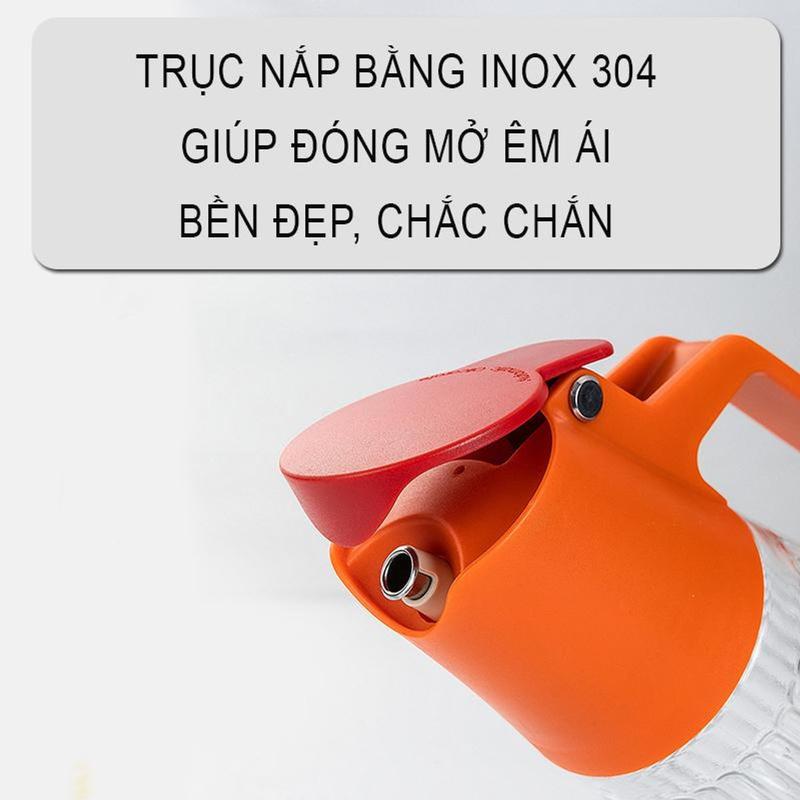 Bình đựnġ dầu ăn , gia vị nhà bếp bằng thủy tinh nắp mở tự động chắc chắn 4