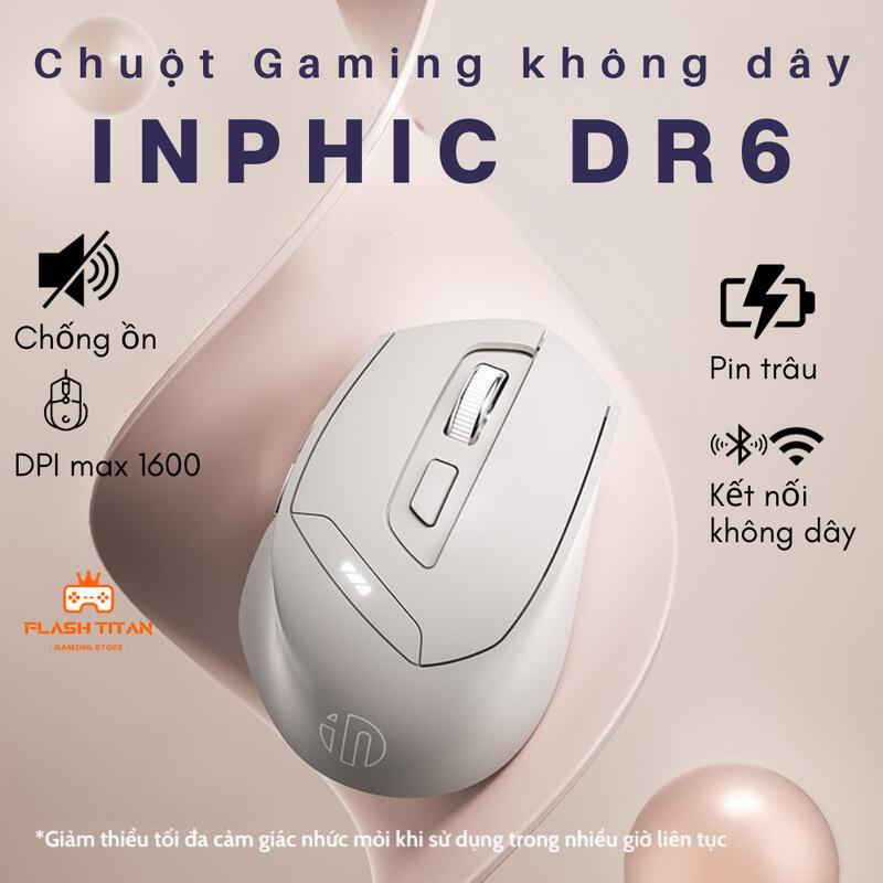 Chuột máy tính không dây bluetooth INPHIC DR6 - Sạc pin, chống ồn - DPI max 1600 - 3 chế độ kết nối