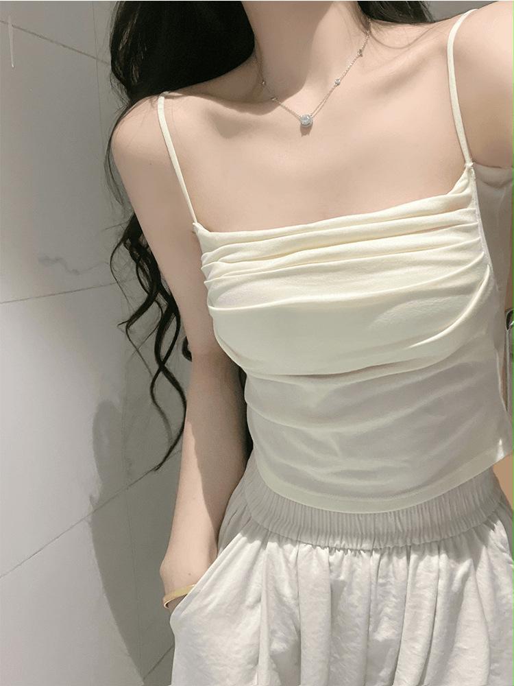Product Introduction of Women's Pleated Suspender Vest with Chest Pad Tube Top Bottoming Top 6