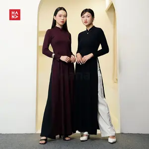 Hana Fashion - Saffron Slit Long Dress/Dress Turtleneck Wanita/Baju Lebaran - CD318 Dress Panjang