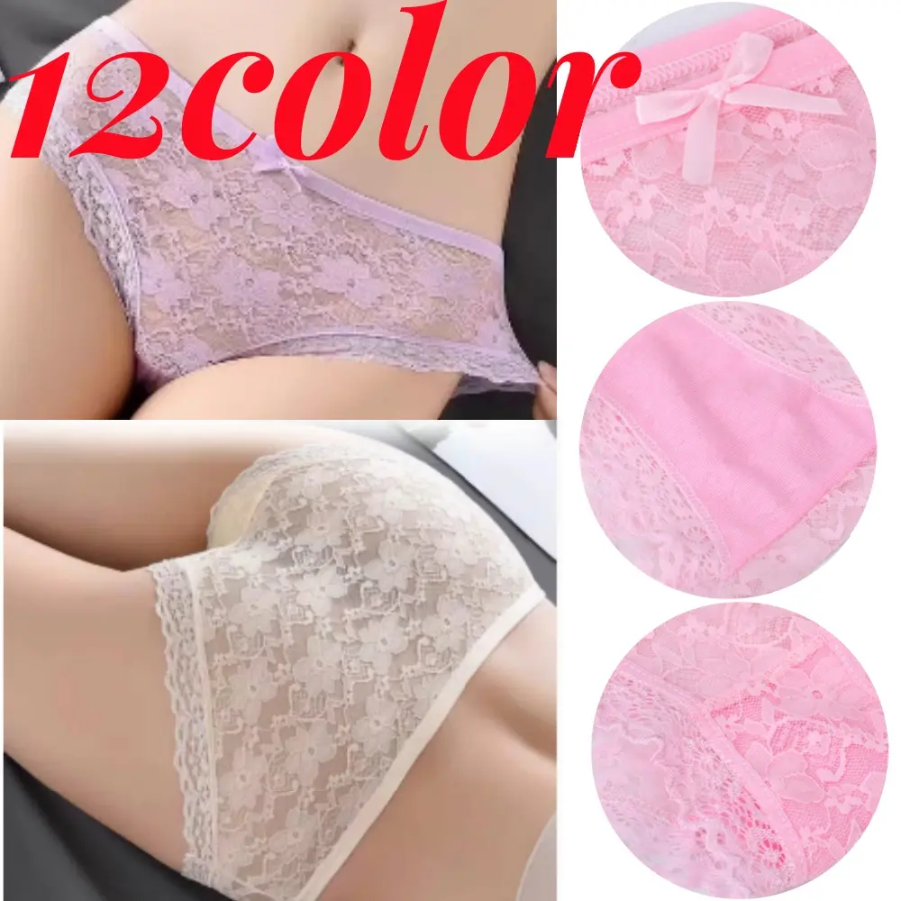 Quần Lót Ren Cho Nữ, Cạp Thấp, Thiết Kế khoét Chất Liệu Cotton, Mềm Mại, Thoải Mái Thoáng Khí, Thân Thiện Với Làn Da Thích Hợp Cho Phụ Nữ, Quần Lót Nữ Women Voi Màu Hồng