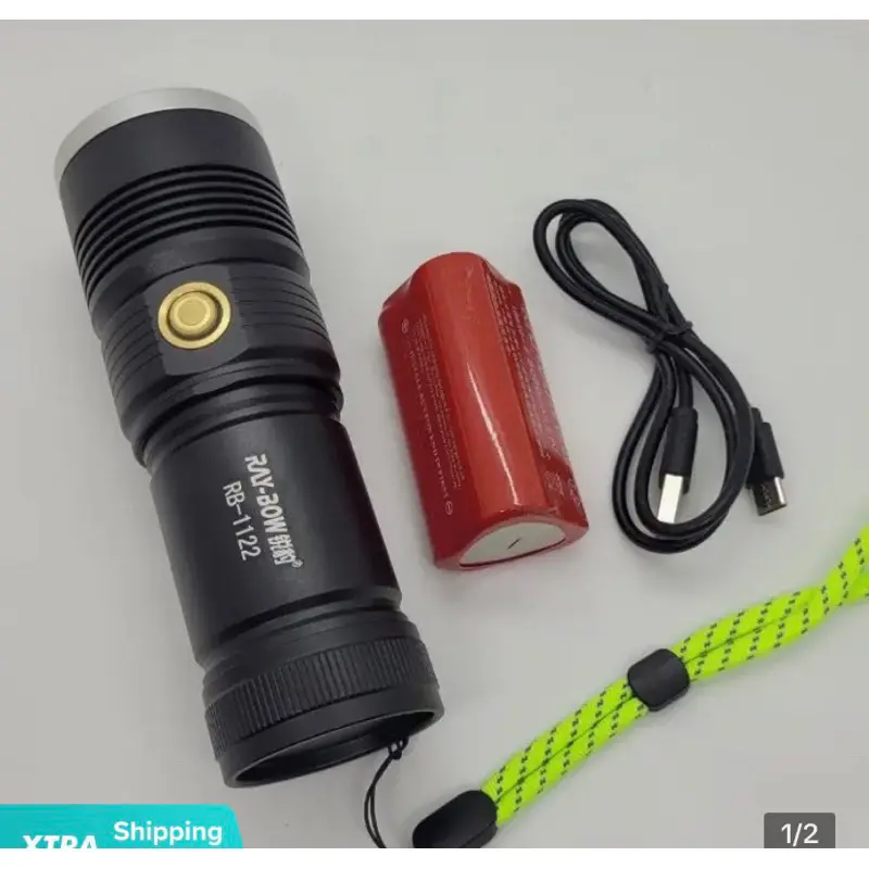 -Đèn pin cầm tay RAY BOW 1122 siêu sáng chiếu siêu xa _có ZOOM xa gần _ sạc ngược cho điện thoại 0
