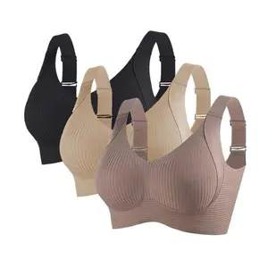 Luxuryolshopunderwear Bra Wanita Seamless Tanpa Kawat Push Up Bh Wanita Sport Bra Pakaian Dalam Kait Belakang L033 Busa Tipis