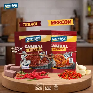 Gurisaji Paket Bundle Sambal Mercon 10 Sachet & Sambal Terasi 10 Sachet Pedas Siap Saji