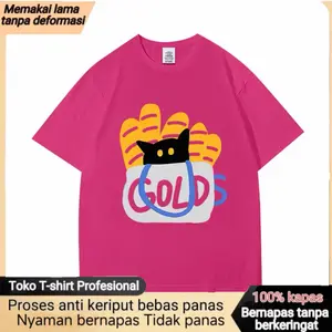 100% Katun Musim Panas Kaos Pria Leher Bulat Lengan Pendek Longgar Kaos Setengah Lengan Trendy Merek Baru Fashion Cetak Santai Atasan Serbaguna