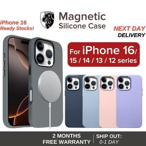 (SG) LionShield iPhone 16 Pro Max/16 Pro/16 Plus/16/15/14/13/12 Magnetic Liquid Silicone Case Soft Casing Cover Casing