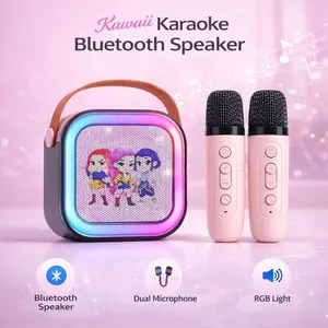 Infynityle HUNTR/X KPop Demon Hunter Portable Bluetooth Speaker Karaoke Mikrofon HiFi Sound Lampu RGB Voice Remove Speaker