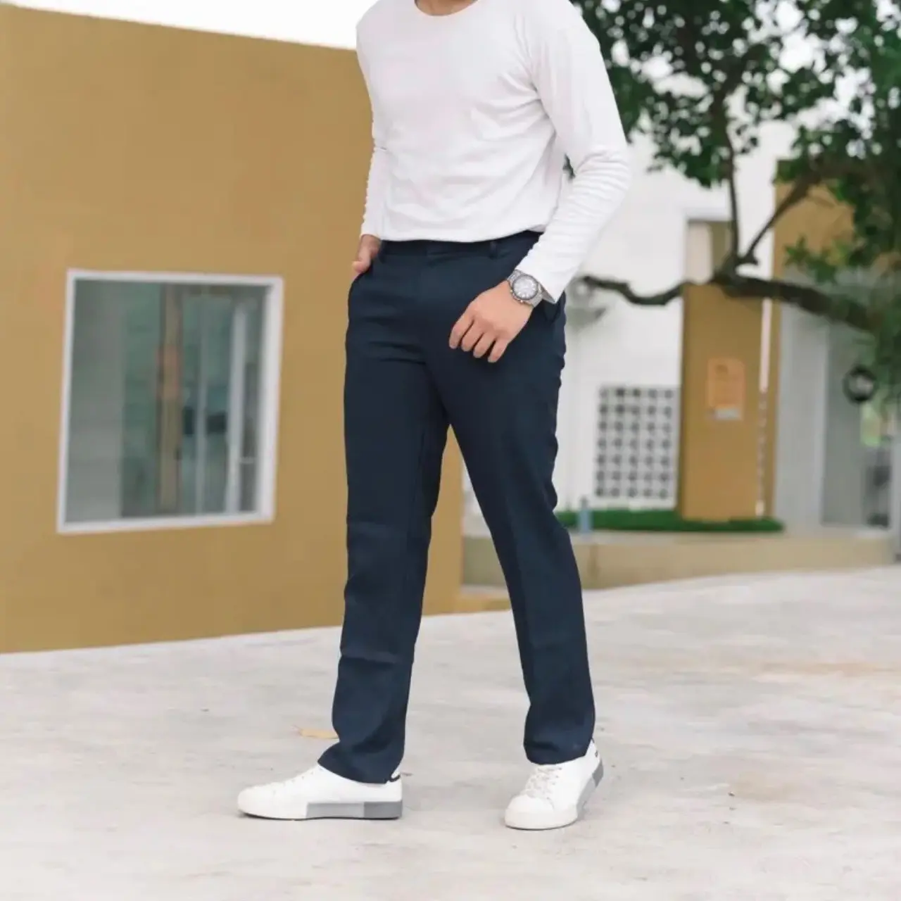 CELANA PANJANG BAHAN MURAH Formal Pria Hitam Kantor Slimfit Kerja Fit Nyaman Navy Kain