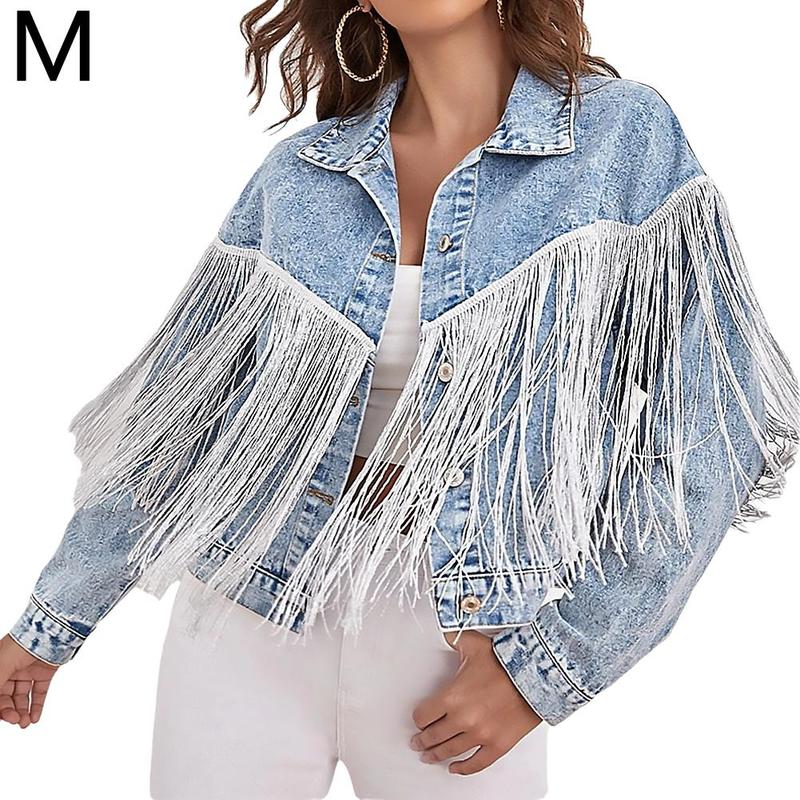 Product Introduction of Short Fringed Denim Jacket Light Blue Loose Fit Club Stage Style Spring Summer New Arrival Women's Fashion Outerwear Top 23