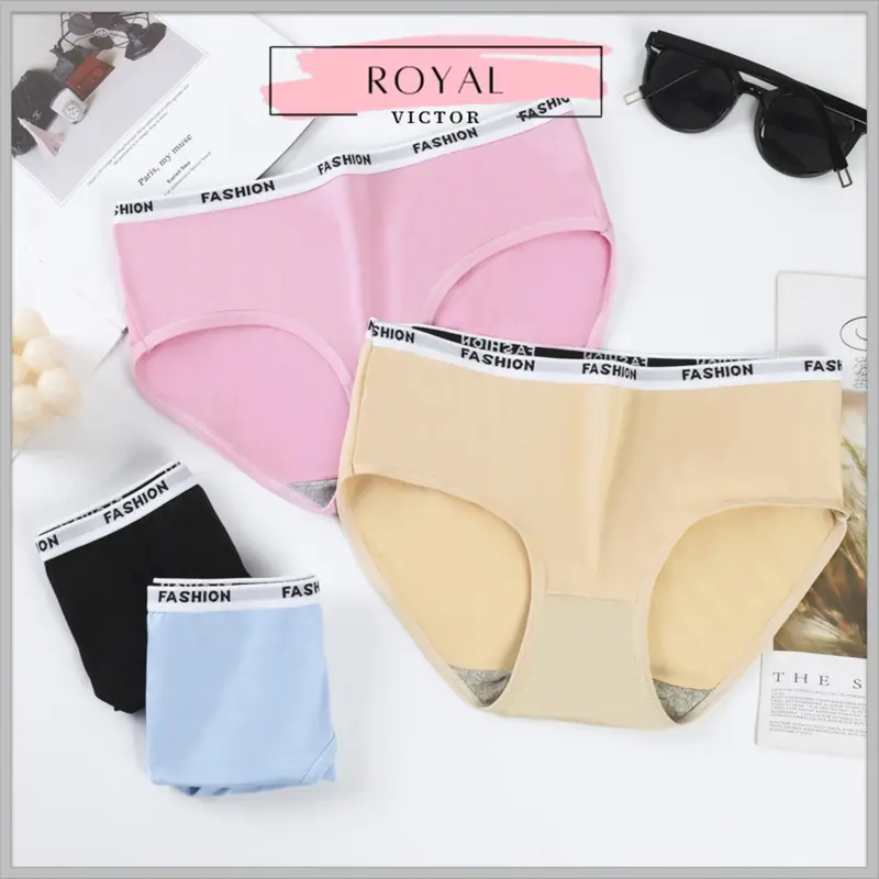 PAKET 8 PCS Celana Dalam Wanita Fashion Brief / Pakaian Dalam Wanita / CD Kolor Cewek CDW002 katun lembut  motif  nyaman Hitam 4