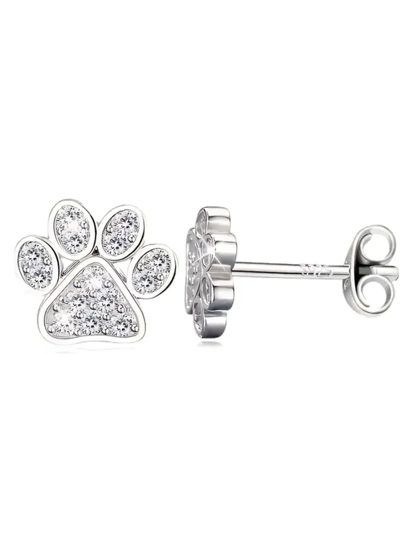 Cute Paw Design Earrings, Fashionable Rhinestone Decorated Earrings for Women & Girls, Trendy All-match & Exquisite Jewelry for Birthday Gift 5