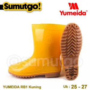 YUMEIDA RB1 Sepatu Boot Hujan Karet Pendek Kuning / RB 1  PVC Semi Boot Hujan Tinggi Sebetis Anti Air / RB-1 Sepatu Pasar Petani Proyek Pabrik Kebun Waterproof Yellow