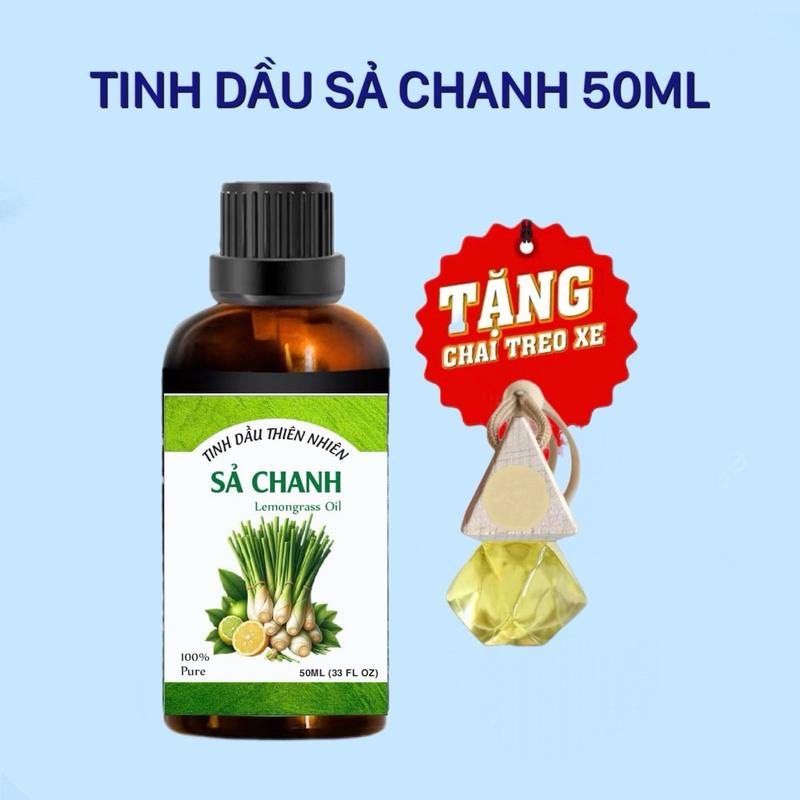 TINH DẦU THƠM HƯƠNG SẢ CHANH 50ML THANH LỌC KHÔNG KHÍ KHỬ MÙI kèm lọ treo 10ml ( Treo xe oto, nội thất gia đình) Dầu Thơm Phòng