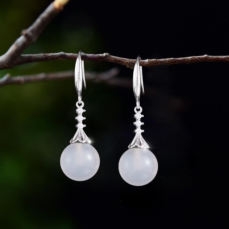 Product Introduction of Hoa Tai Bạc, Thiết Kế Thanh Lịch, Dành Cho Phụ Nữ, Chalcedony Và Mã Não Xanh, Bán Chạy Trên Internet, Hoa Tai Dài Ngọc Lục Bảo Mới, Hoa Tai Chống Trang Sức 13