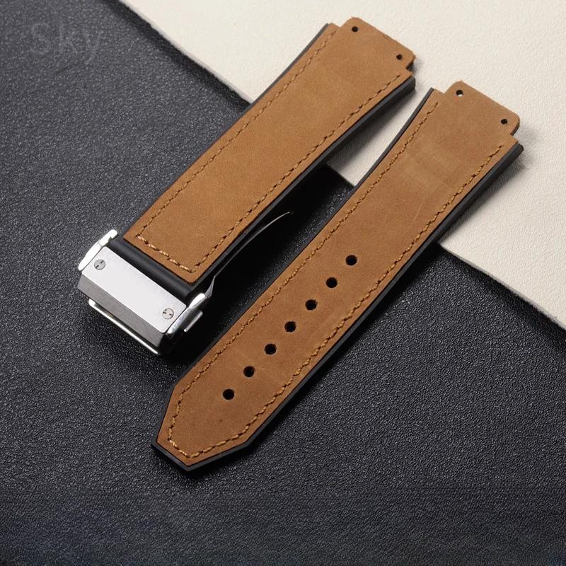  Dây Đeo Đồng Hồ Dành Cho Hublot Yubo Classic Fusion Big Bang Giao Diện Lồi Khóa Gấp Dành Cho Nam Giới Thể Thao Da Nhám Da Lót Silicon 