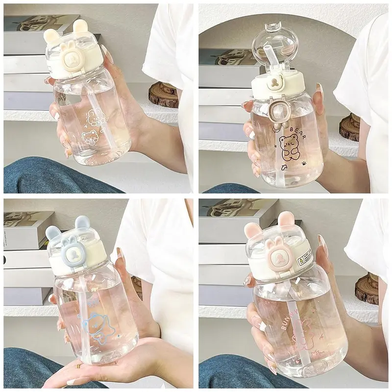 Bình Nước Dễ Thương, Dung Tích 500ML, Dành Cho Trẻ Em, Có Ống Hút Và Ống Hút Nhựa Hoạt Hình S, Cầm Tay, C7Q1 4