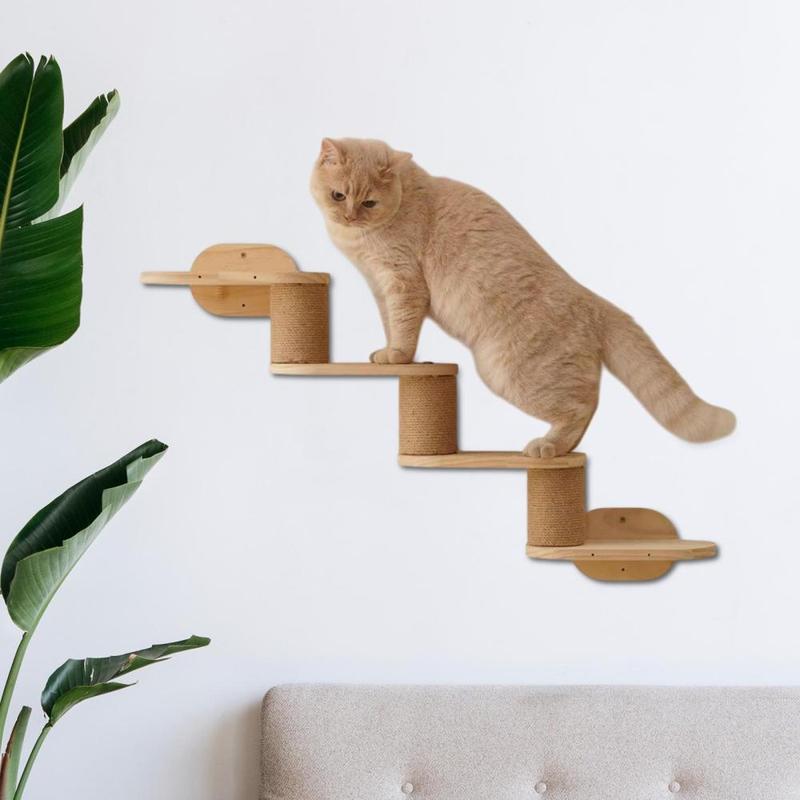 Cat Wall Shelves Cat Climber Cat Wall Climbing Ladder Wood Cat Wall Steps for Scratching 4