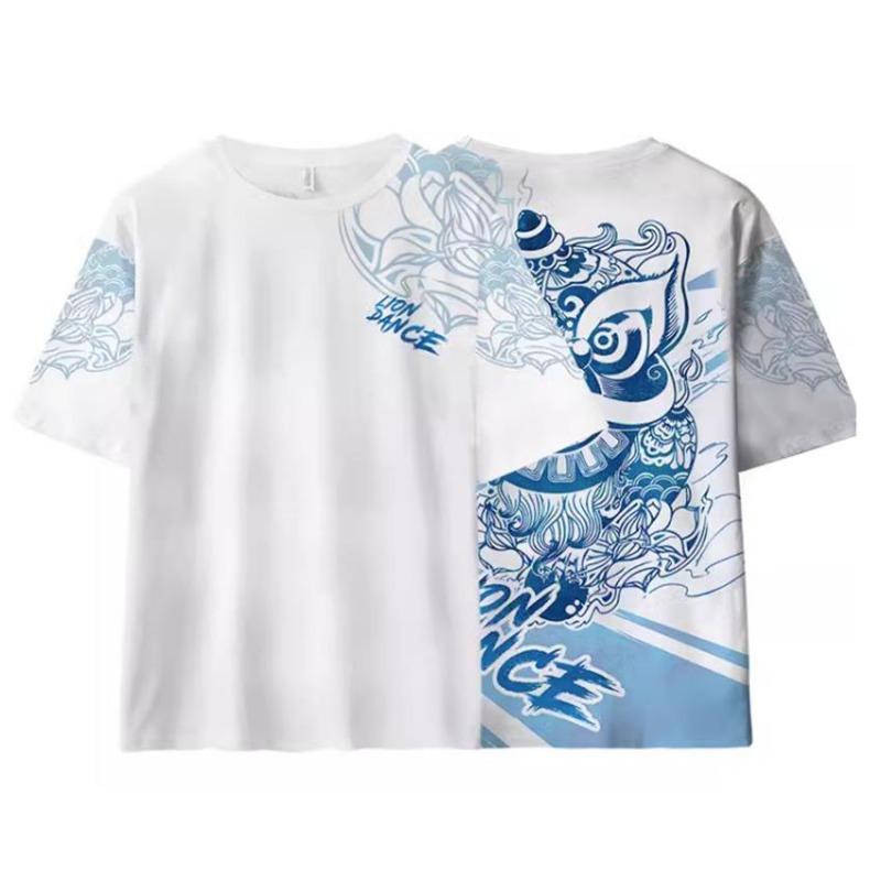 Product Introduction of Fashion Male Lion Dance Lion King Tide Brand 3D Printed Short-sleeved Summer T-shirt Menswear Top 2