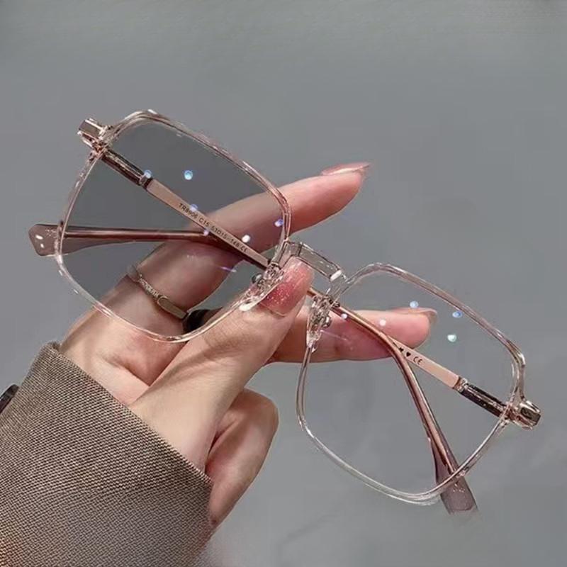 Kính Đổi Màu, Dành Cho Nữ, Siêu Nhẹ, Màu Nâu Lạnh, Gọng Trong Suốt, Ins Ưa Nhìn, Gọng Lớn, Mỏng, Kính Trơn, Thích Hợp Cho Khuôn Mặt Trần Titan kính  nửa  viền 0