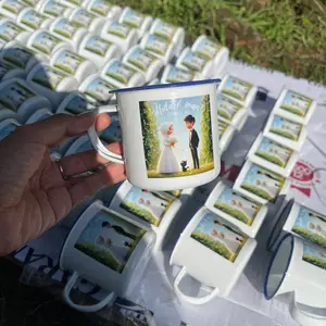 50pcs souvenir cangkir enamel custom desain