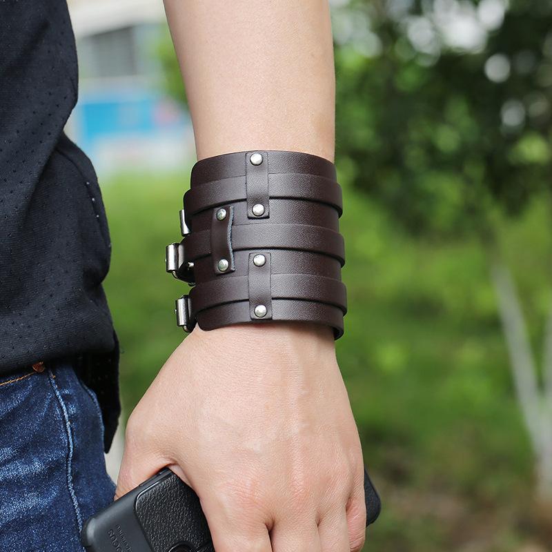 Product Introduction of Vòng Tay Da Bò, Phong Cách Punk Châu Âu Và Mỹ Mới, Cỡ Lớn Và Cá Nhân Hóa, Vòng Tay Xe Máy, Da Rộng, Vòng Tay Nam, Phụ Kiện Bán Chạy Xuyên Biên Giới 40