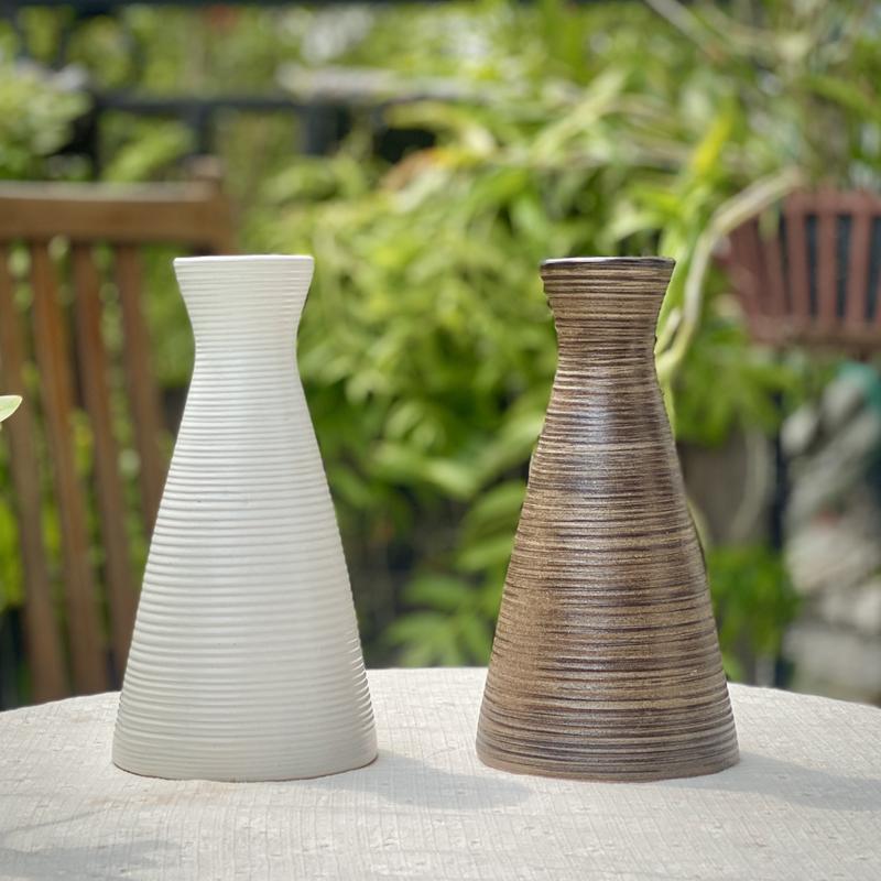 Bình hoa dáng bó mạ gốm sứ Bát Tràng trơn không họa tiết men Mộc Decor Phòng | Mộc Gốm MG211