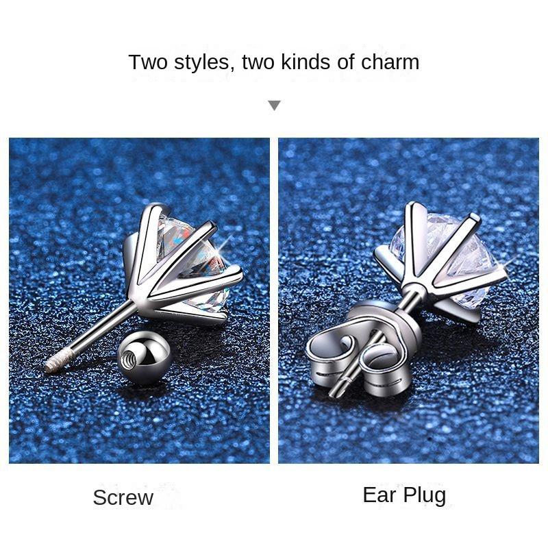 Product Introduction of E082 Simple Six-Claw (Tiger Claws) Screw + Earplug Moissanite: Tiger Claws Tiya, Six-Claw Rhyme Match, Screw with Wind, fashion Jewelry Accessories with Multiple Styles# Screw Stable Rhyme moissanite diamond  ring diamond   ဆွဲကြိုး925 fine  silver  925 1