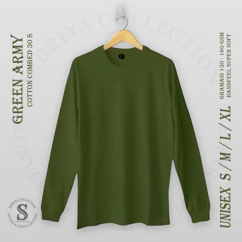 Kaos Polos uk S M L XL XXL lengan panjang Panjang 30s Pria/Wanita Katun Combed 30s Couple Tebal Lembut Nyaman Pasangan  Distro Wanita Baju Oblong Atasan Dewasa Tangan Oversize Celana Setelan Pendek 6