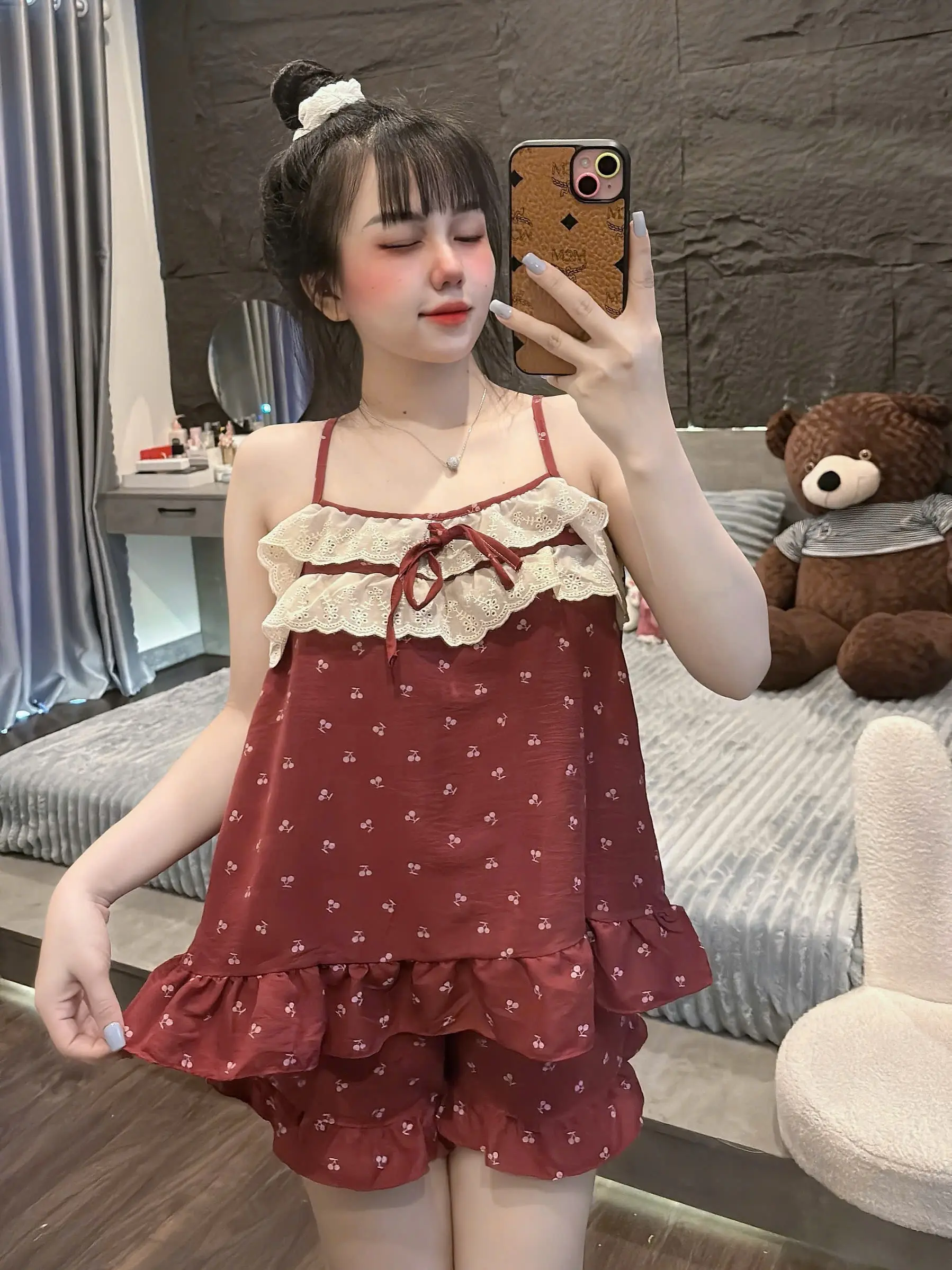 Bộ Ngủ Đũi Cộc 2 Dây Tiểu Thư size từ 40kg đến 60kg