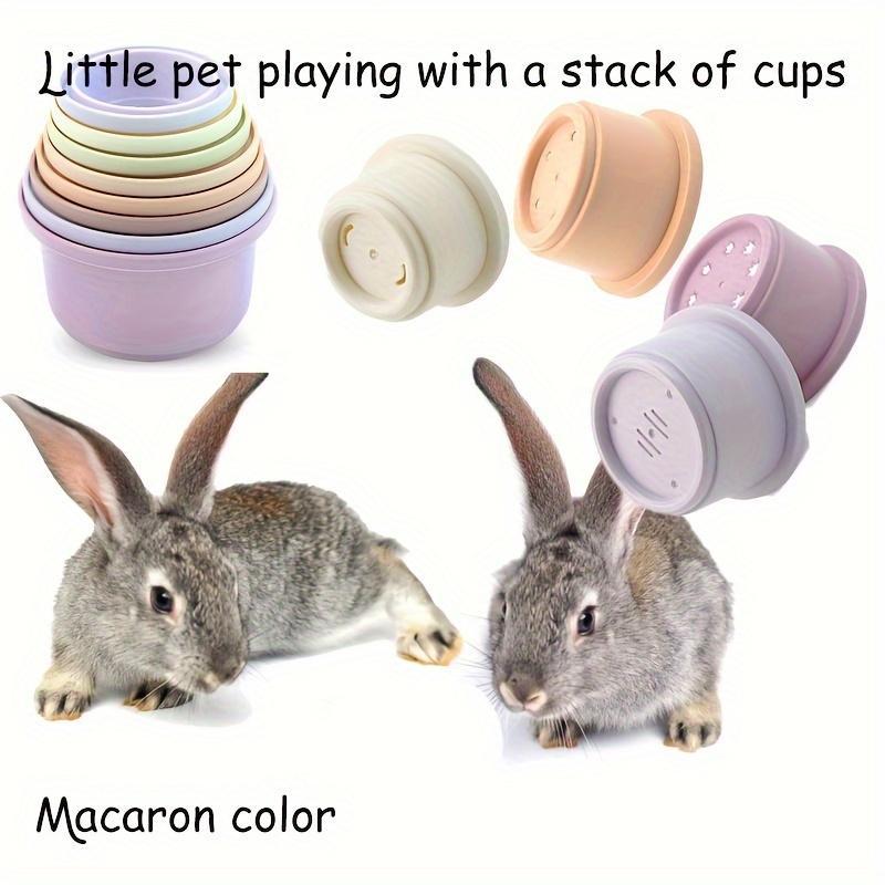 Product Introduction of Rabbit Stacking Cups Feeding Toy, 1 Set Reusable Rabbit Feeding Toy, Pet Feeding Supplies for Small Animals, Rabbit & Pet Supplies 3