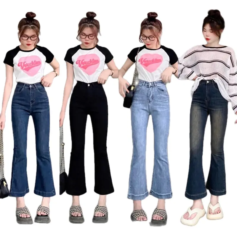 Quần loe lửng 90 cm  dành cho các nàng nấm lùn Nữ Women Pants Jean
